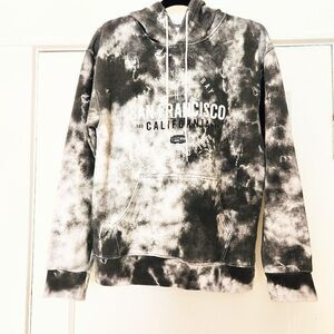 San Francisco Grey Tie Dye Pullover Hoodie, Small